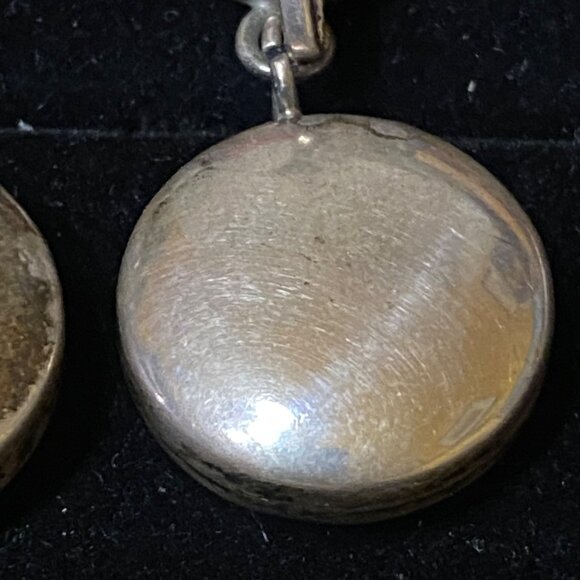 1.5" x .75" Vintage Sterling Silver Mexico Dangle Pierced Earrings - Picture 8 of 10